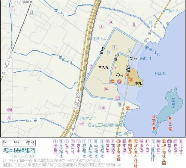 坂本城縄張図