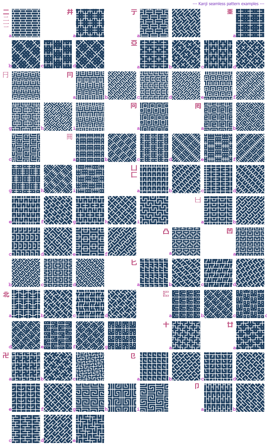 Kanji seamless pattern examples