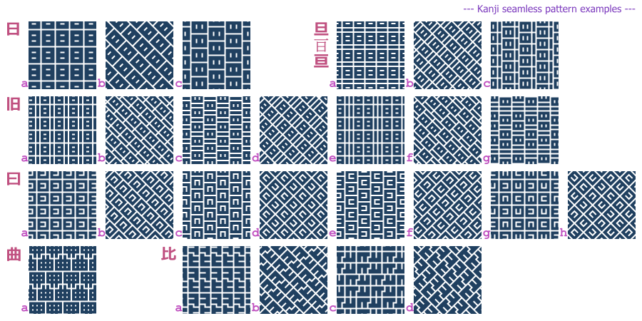 Kanji seamless pattern examples