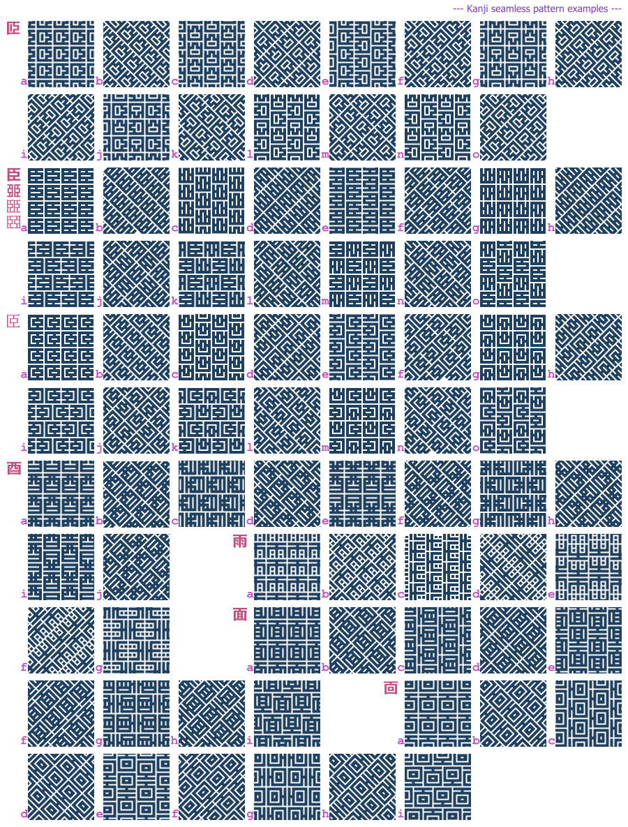 Kanji seamless pattern examples